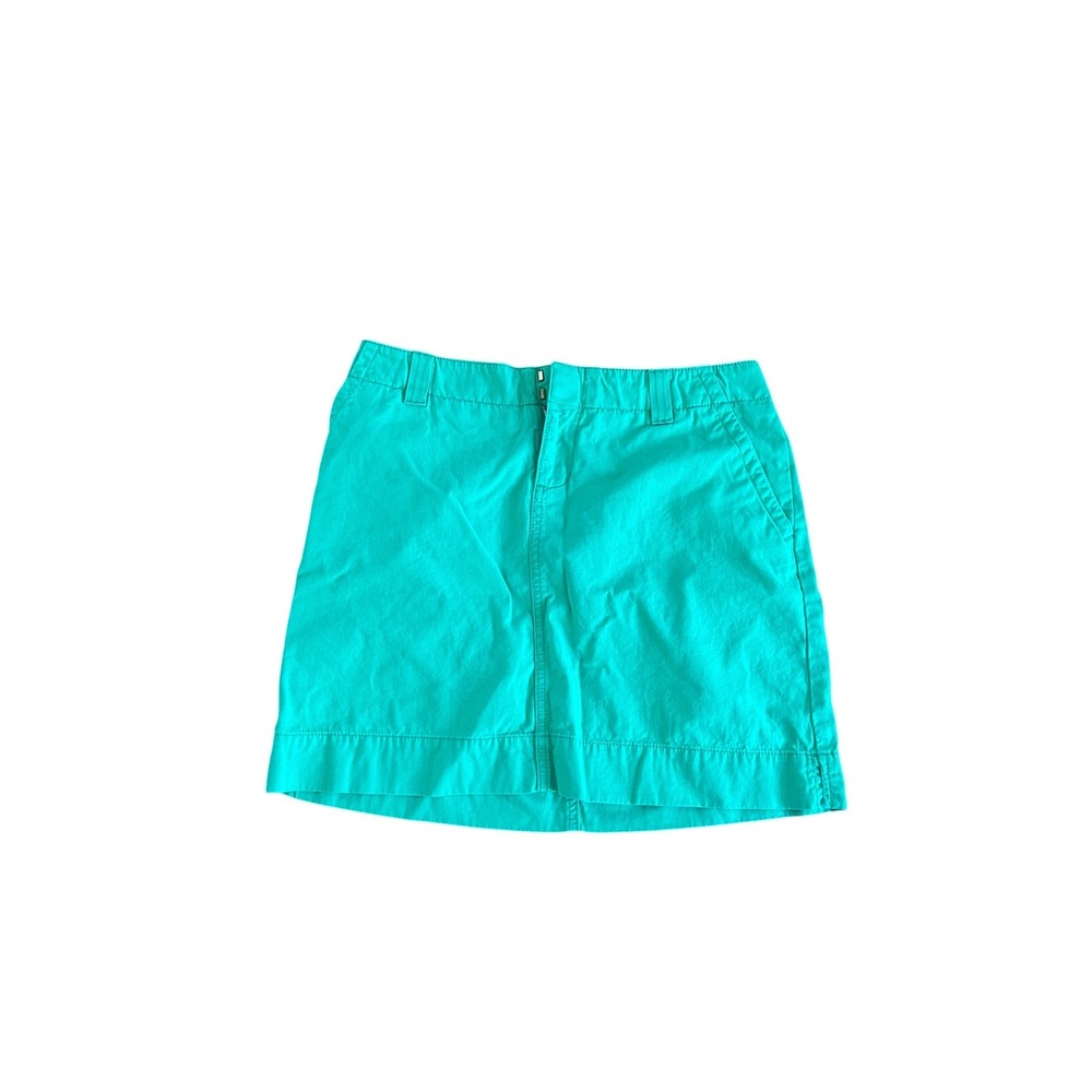 Lilly Pulitzer VTG Green Cotton Mini Skirt Size 2 Solid Straight Pocketed